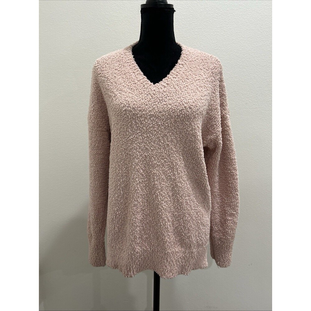 Sanctuary Women Medium Sweater Dahlia Fuzzy V Neck Drop Cut Hem Pullover